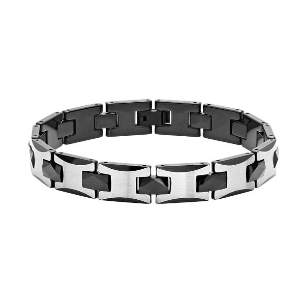 Men's Two Tone Tungsten Carbide Bracelet