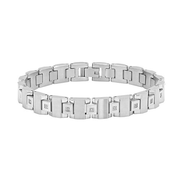 Men's Stainless Steel 1/10 Carat T.W. Diamond Bracelet