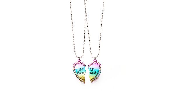 Girls 4-16 2-pc. Rainbow Heart Best Friends Necklace Set