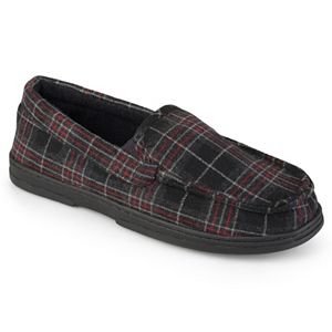 Perry Ellis Men's Plaid Moccasin Slippers