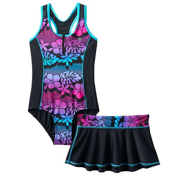 Girls 7-16 ZeroXposur One-Piece Swimsuit & Skirt Set