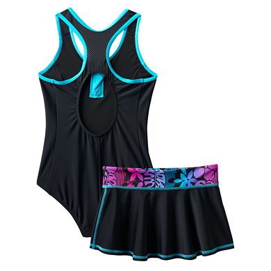 Girls 7-16 ZeroXposur One-Piece Swimsuit & Skirt Set