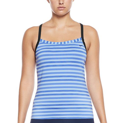 Two piece nike striped racerback tankini top ship