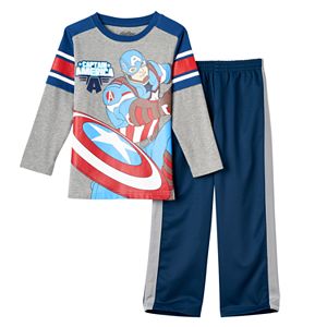 Toddler Boy Marvel Captain America Knit Tee & Pants Set