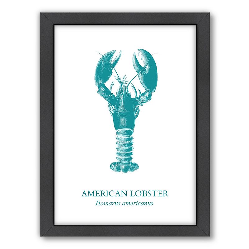 Americanflat Lobster Framed Wall Art, Turquoise/Blue, 18X24