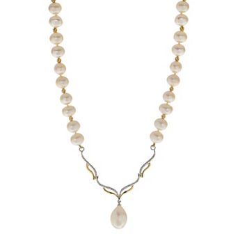 PearLustre by Imperial 14k Gold Over Silver Freshwater Cultured Pearl & White Topaz Necklace