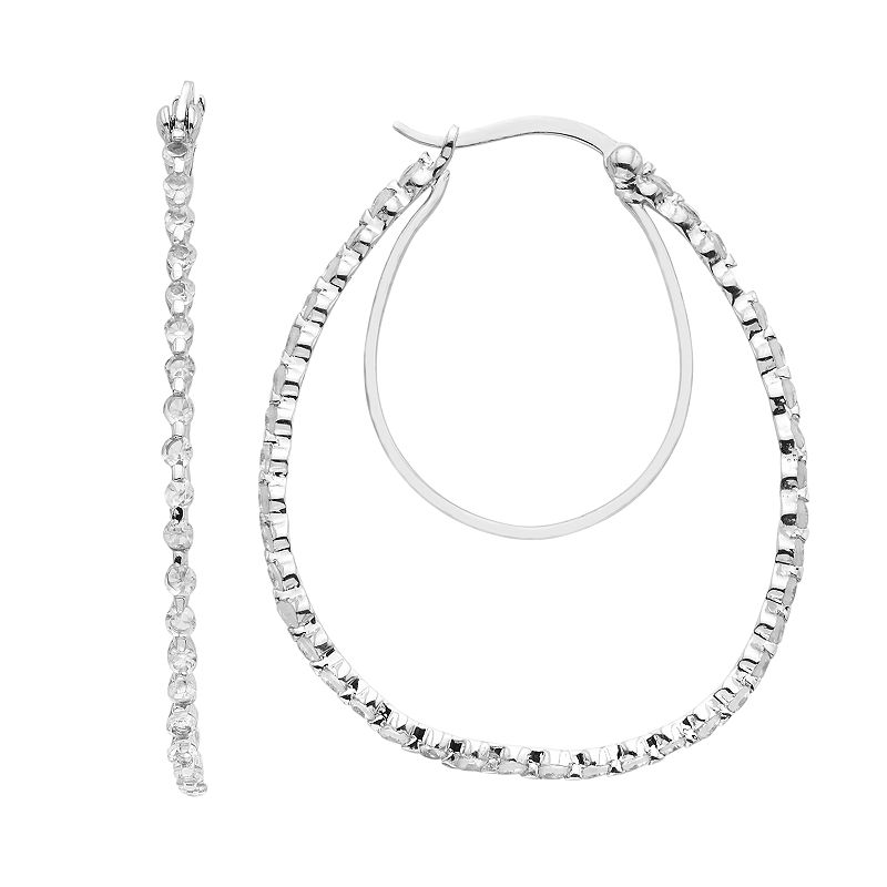 Sterling Silver Lab-Created White Sapphire Double Teardrop Earrings, Women