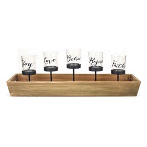 Manor Lane Rustic Tray Rail & Sentiment Votive Cup 6-piece Set