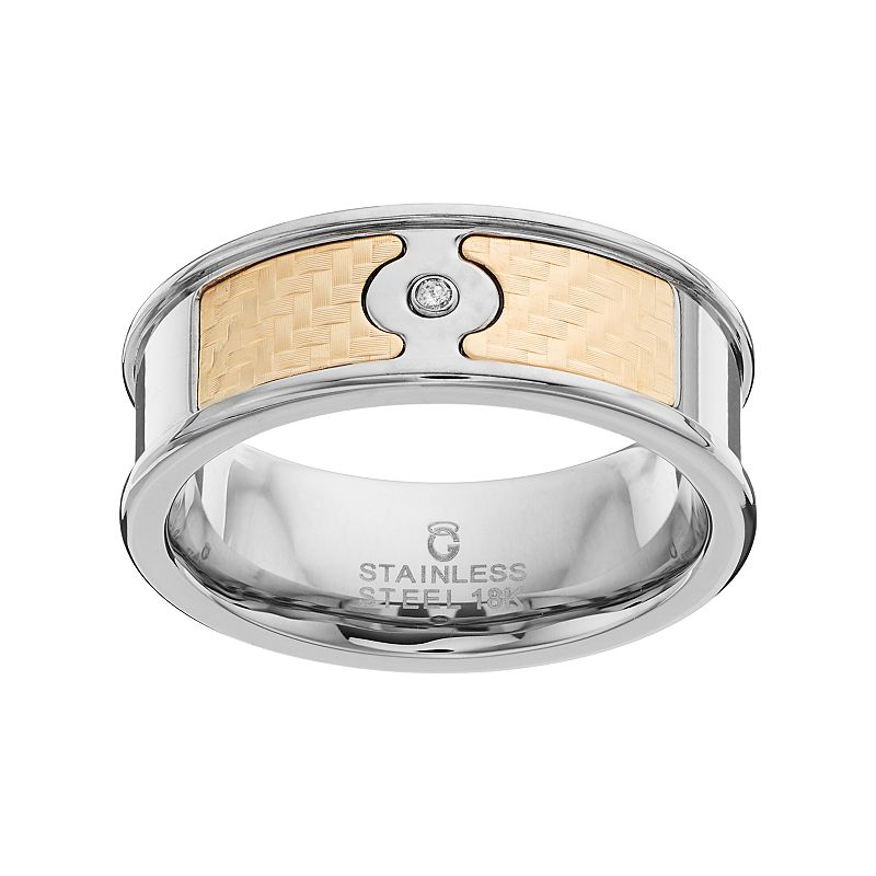 52909007 Mens Two Tone Stainless Steel Diamond Accent Ring, sku 52909007