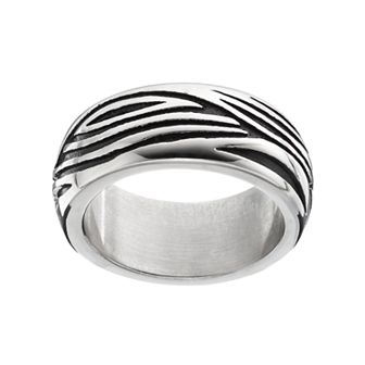 Gold LLC Men's Stainless Steel Grooved Ring