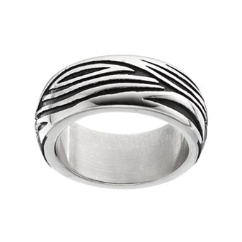 Gold LLC Men's Stainless Steel Grooved Ring