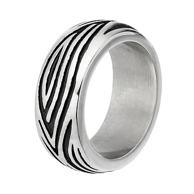 Men's Stainless Steel Grooved Ring