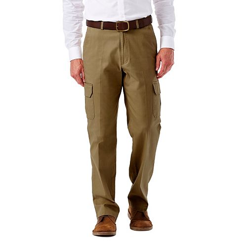 Men S Haggar Flat Front Stretch Comfort Cargo Expandable Waist Pants