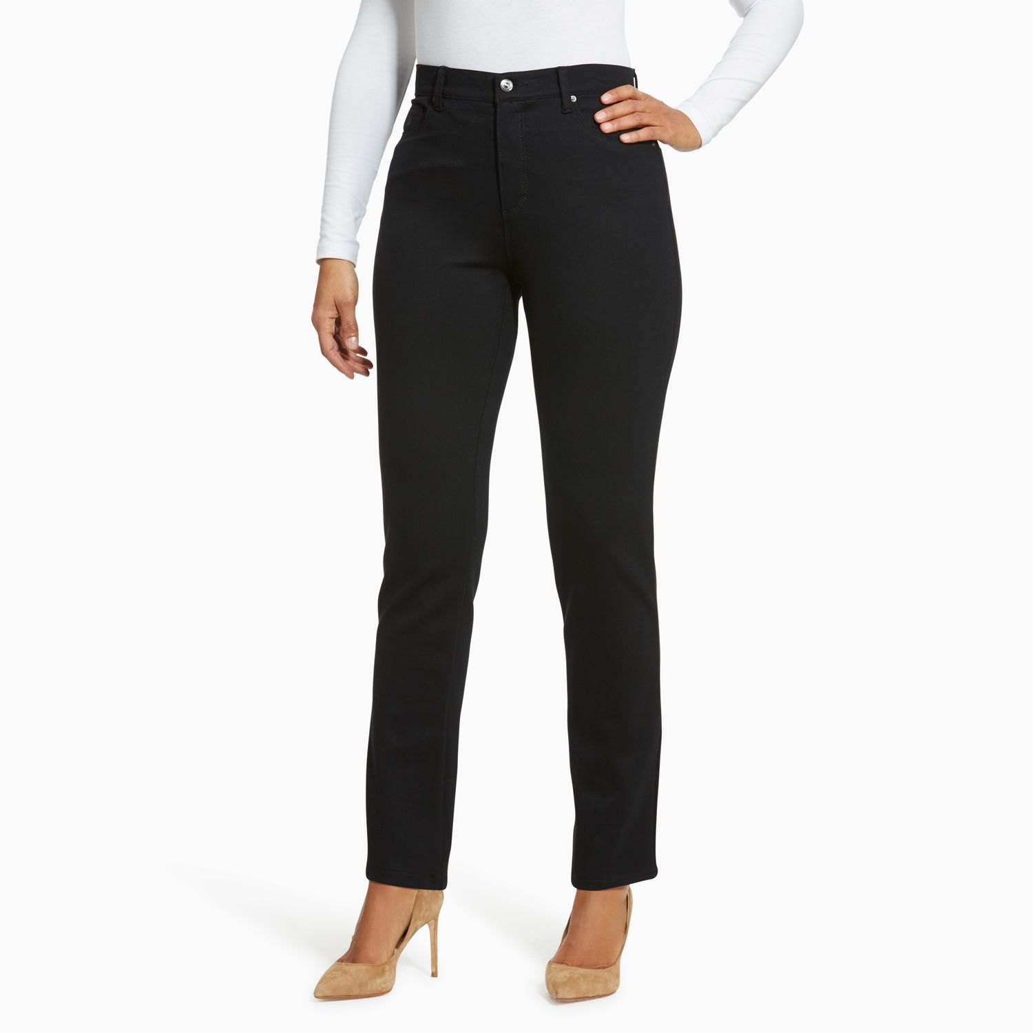 gloria vanderbilt all around slimming effect black pants