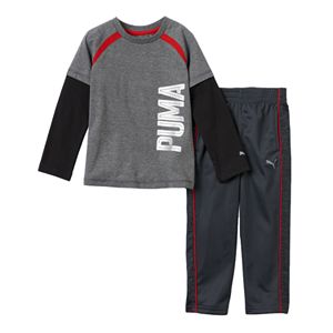 Boys 4-7 PUMA Mock-Layer Logo Tee & Pants Set
