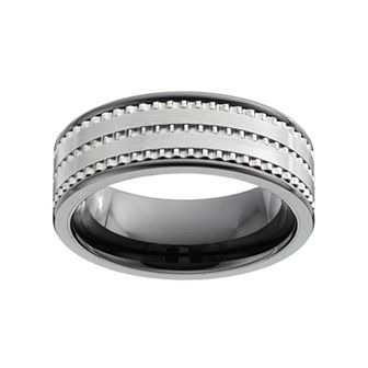 Gold LLC Men's Textured Black Ceramic Ring