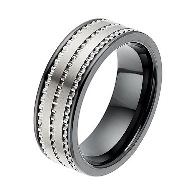 Gold LLC Men's Textured Black Ceramic Ring