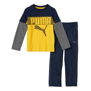 Toddler Boy PUMA Colorblocked Mock-Layer Tee & Pants Set