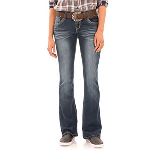 Juniors' Wallflower Belted Luscious Curvy Bootcut Jeans