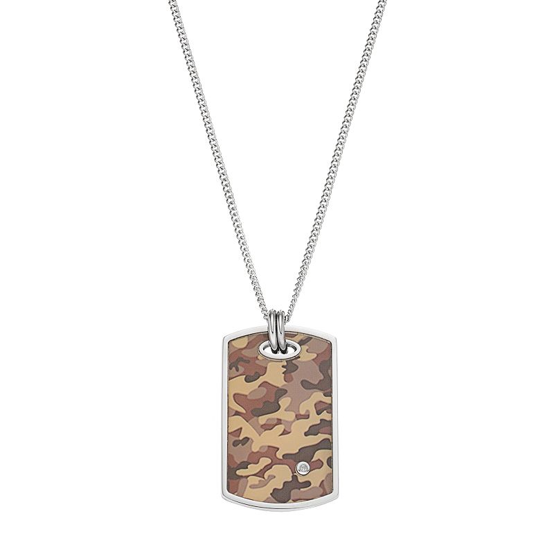 Gold LLC Men's Stainless Steel Camouflage Dog Tag Necklace, Size: 24", Multicolor