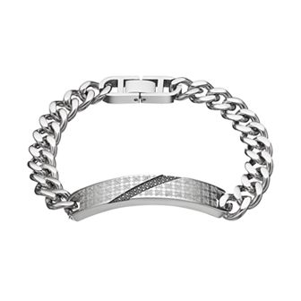 Gold LLC Men's Stainless Steel 1/6 Carat T.W. Black Diamond ID Bracelet