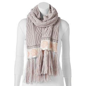 MUK LUKS Cable-Knit Rose Scarf