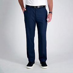 Navy blue flat-front stretch Dress Pants