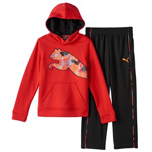 Toddler Boy PUMA Geo-Print Puma Logo Hoodie & Pants Set