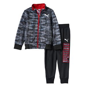Toddler Boy PUMA Geometric Track Jacket & Logo Jogger Pants Set