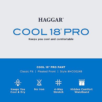 Men's Haggar® Cool 18® PRO Classic-Fit Wrinkle-Free Pleated Expandable Waist Pants