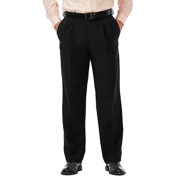 Men's poly cotton pleated front business casual pants in white