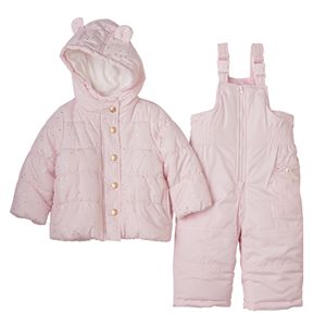 Baby Girl Carter's Solid Puffer Jacket & Fairisle Bib Snow Pants Set