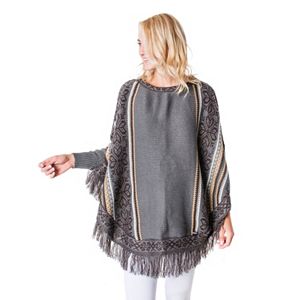 MUK LUKS Snowflake Fringed Poncho