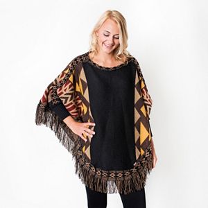 MUK LUKS Colorblock Geometric Poncho