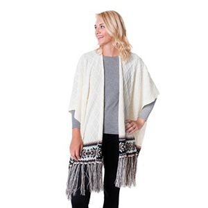 MUK LUKS Knit Snowflake Fringed Ruana