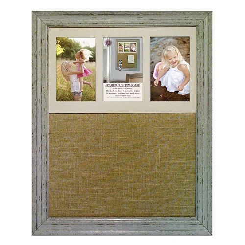 New View Burlap Message Board 3-Opening Photo Collage