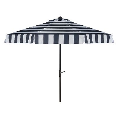 kohls navy and white 9-foot patio umbrella SAFAVIEH Outdoor - Venice Crank - & Canopy - Brown Aluminum Pole - Single Scallop Trim Design Embracing classic French style Elsa Fashion Line 9' Umbrella
