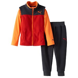 Baby Boy PUMA Tee, Fleece Vest & Pants Set