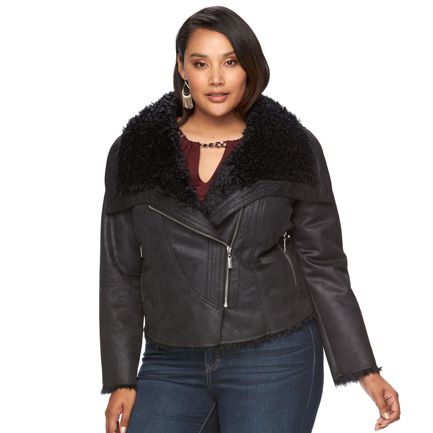 kohls plus size leather jacket