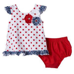Baby Girl Nannette Polka-Dot Top & Bloomer Set