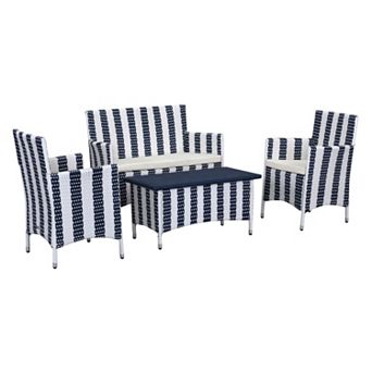Safavieh Figueroa Striped Outdoor Loveseat 4 pc Set