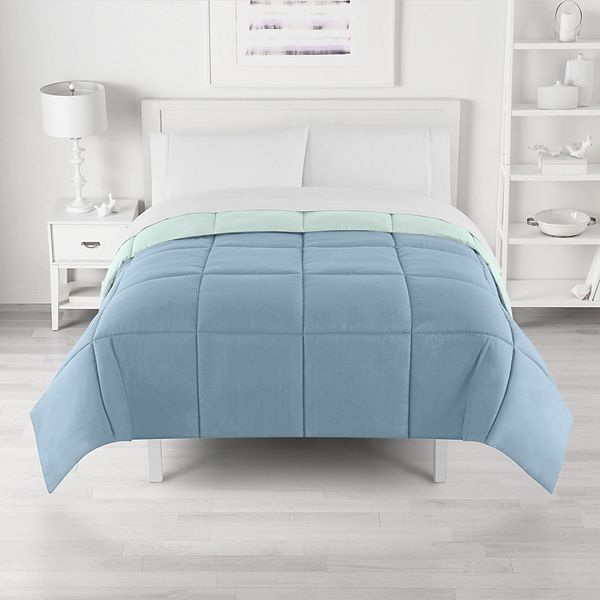The Big One&reg; Down-Alternative Reversible Comforter - Blue Green Solid (FULL/QUEEN)