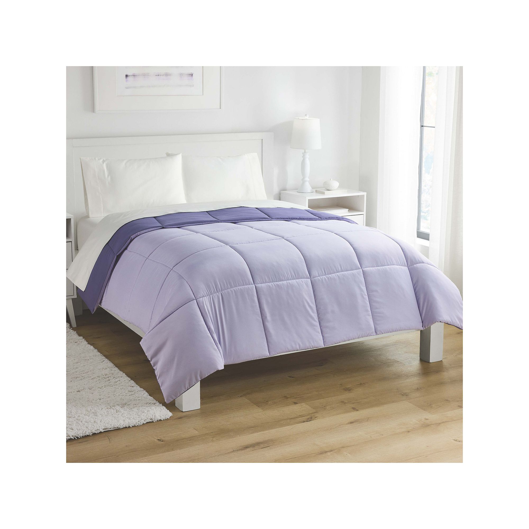 The Big One® Microfiber Down-Alternative Reversible Comforter, Purple Navy