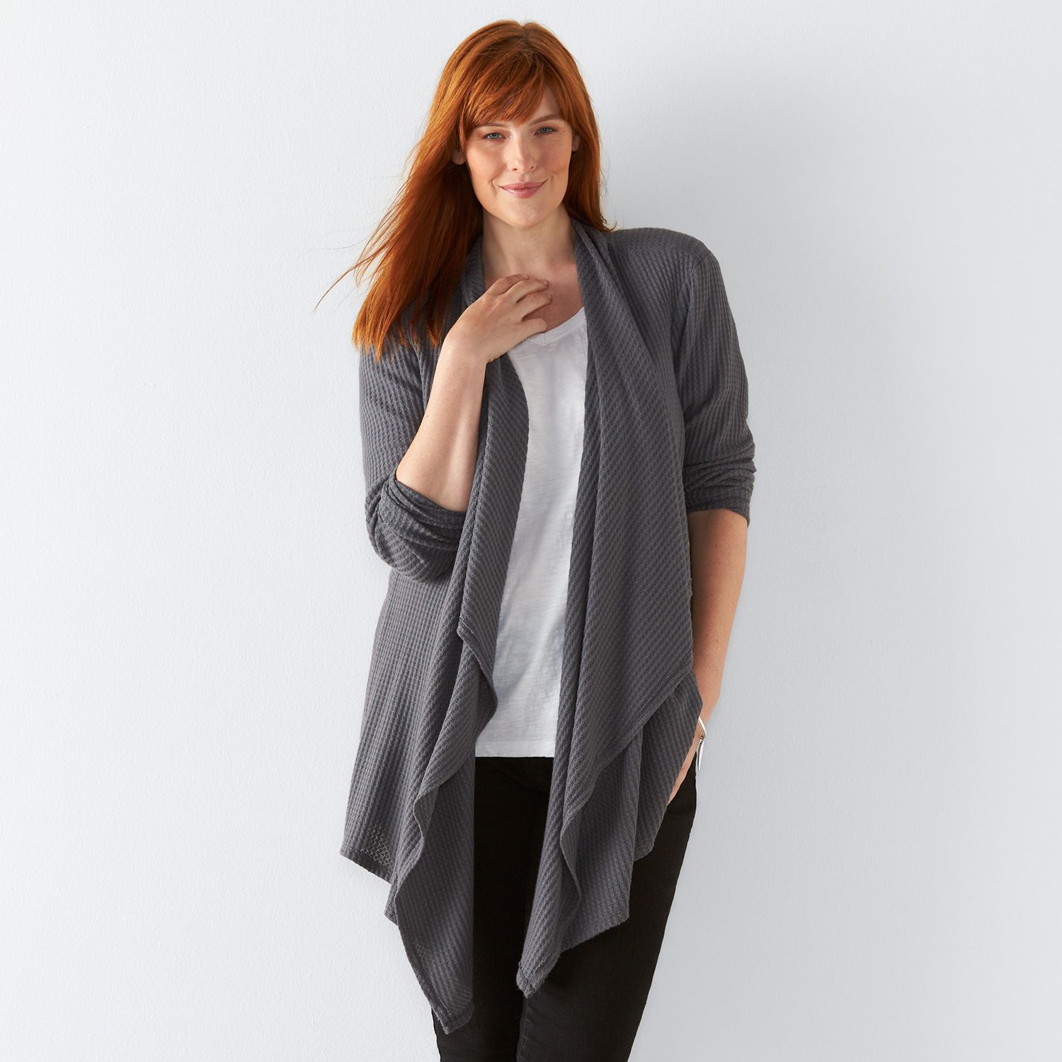 waffle weave cardigan