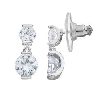Napier Cubic Zirconia Double Drop Earrings