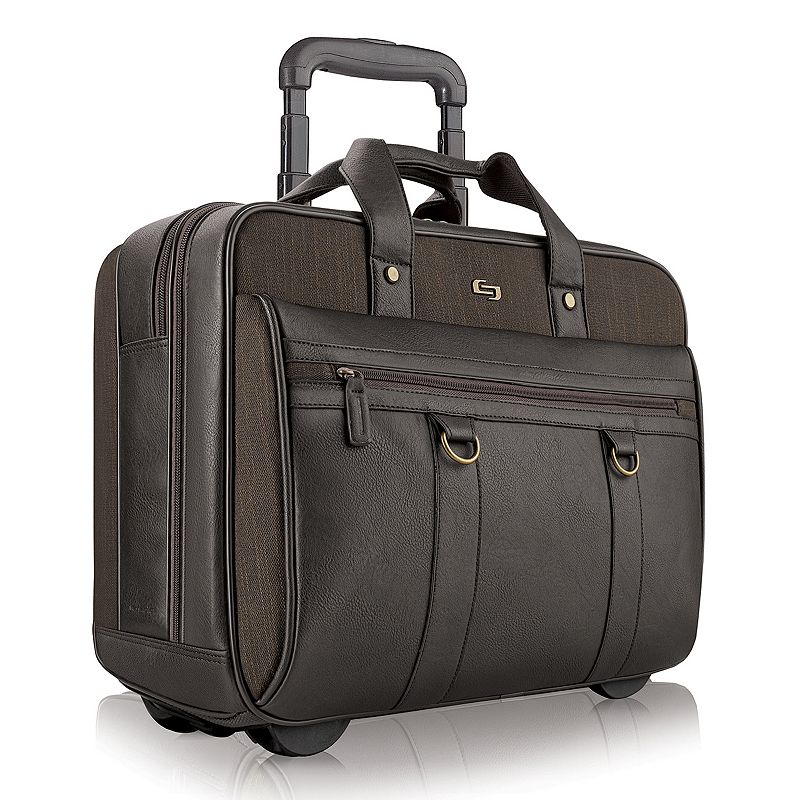 Solo Bradford Rolling Laptop Briefcase, Brown