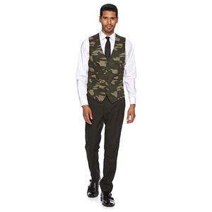 Men's WD.NY Slim-Fit Black & Camo Suit Vest