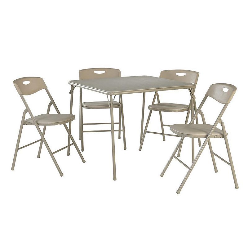 Cosco Folding Table & Plastic Backed Chair 5-piece Set, Beig/Green