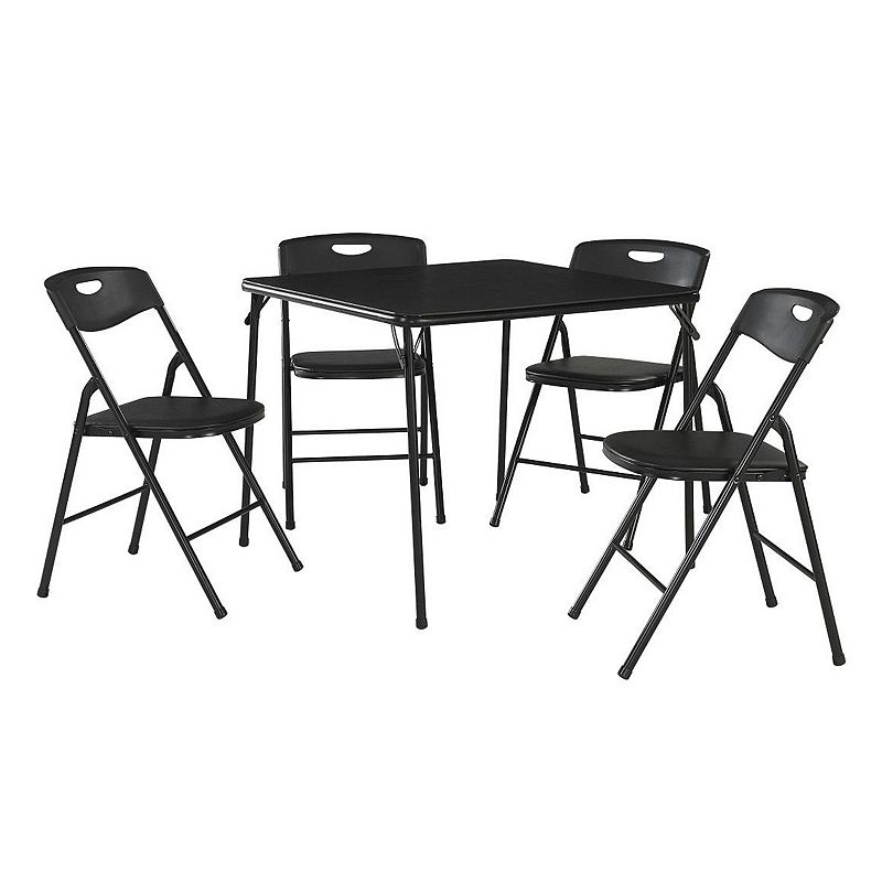 Cosco Folding Table & Plastic Backed Chair 5-piece Set, Black