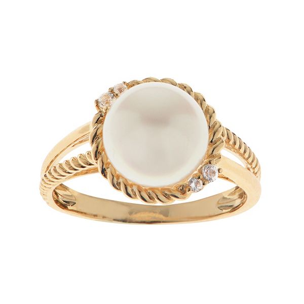 PearLustre by Imperial 10k Gold Freshwater Cultured Pearl & White Topaz ...